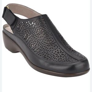 Easy Spirit Women's Dawn Clogs in Black Perforated Slingback Comfort Shoes.